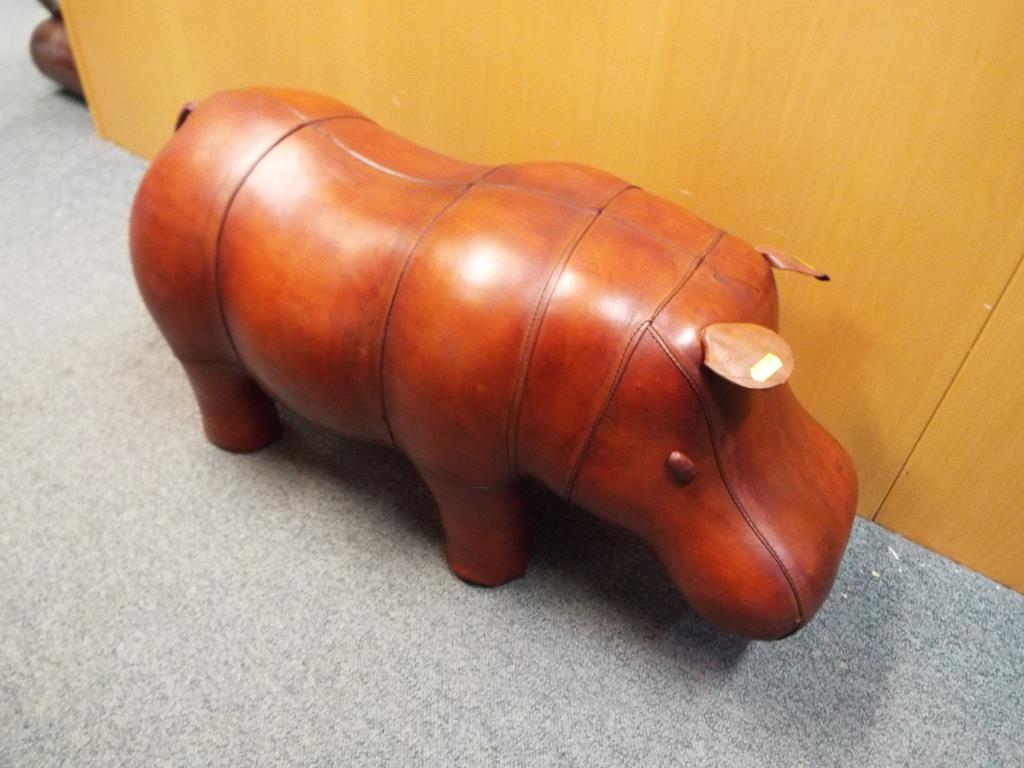 A good quality leather footstool in the form of a hippopotamus, - Image 2 of 3