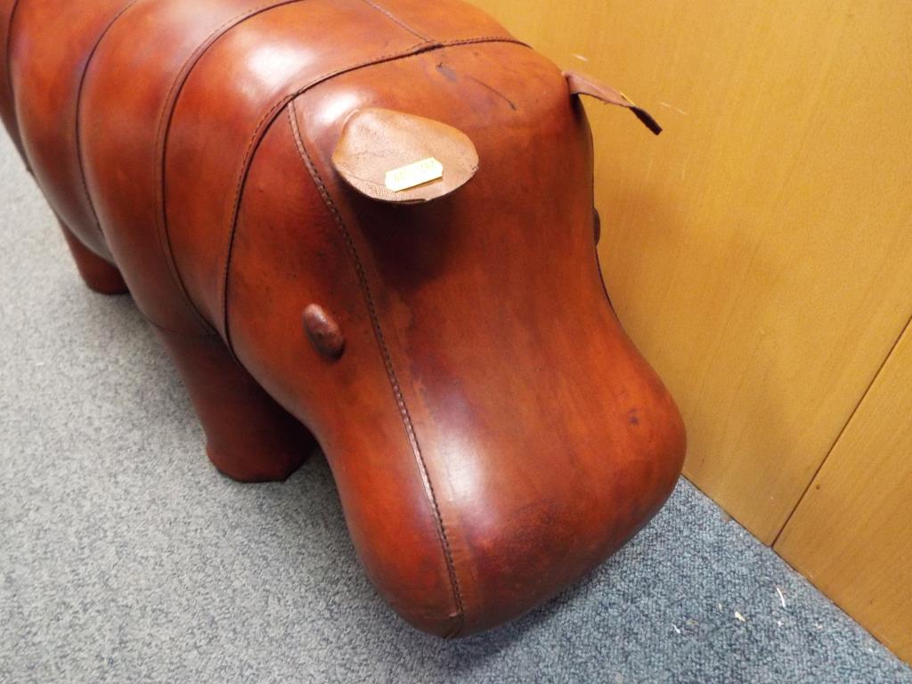 A good quality leather footstool in the form of a hippopotamus, - Image 3 of 3