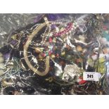 A sealed bag of unsorted costume jewellery