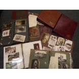 Deltiology - a quantity of postcards in seven old albums and one modern album of mainly older cards