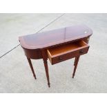 A good quality hall table having a single drawer,