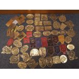 A good collection of steam rally brass plaques and similar