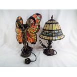 Two Led glass shade table lamps.