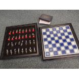 The Waterloo Museum Battle of Waterloo Chess Set with playing board and a cased pack of associated