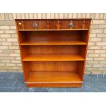 A good quality rosewood books case with two shelves, 102cm x 91cm x 29.