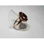 A lady's 9 carat yellow gold garnet cluster dress ring, size P, approx. 4.