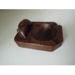 Mouseman - an oak ashtray of canted rectangular form with large carved mouse signature by Robert