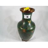 A good quality cloisonne vase, green wit