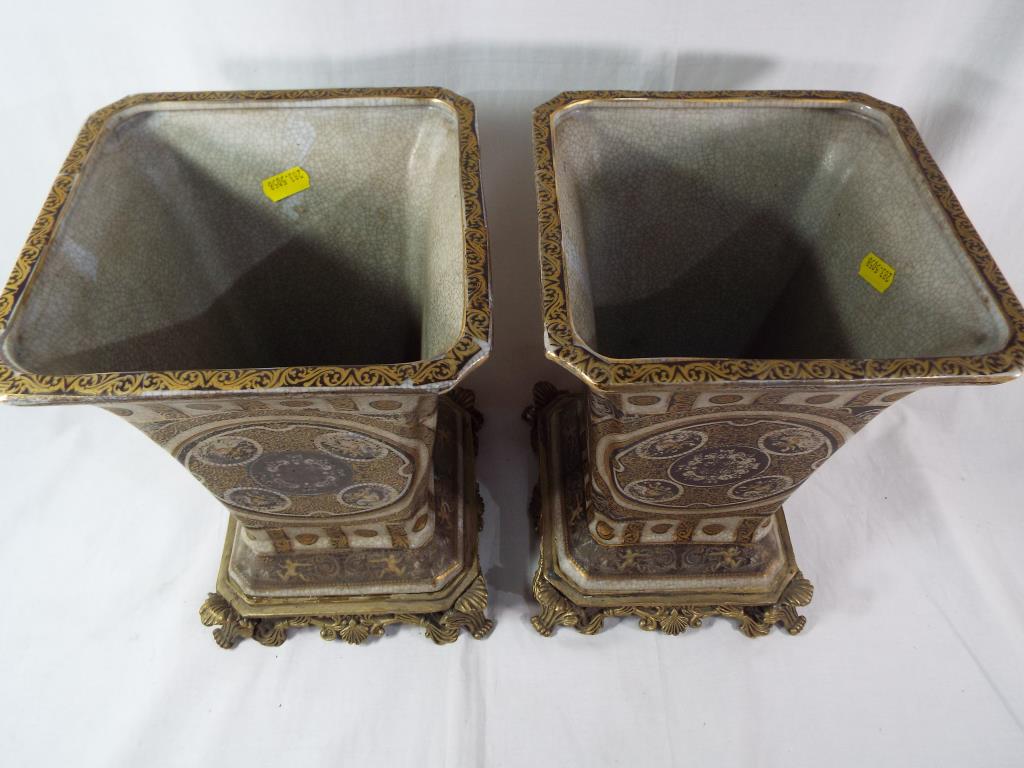 A pair of good quality brass and ceramic - Image 3 of 4