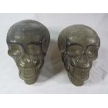 A pair of unusual Gothic glass skulls Es