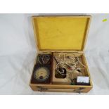 A lot to include a homemade testing kit in wooden box containing voltmeter and ammeter
