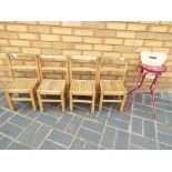 Four vintage child's school chairs and a modern doll's high chair (5)