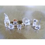 Swarovski - a collection of Swarovski crystal animals to include a pot bellied pig and baby,