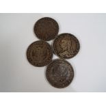 Numismatology - three American silver dollars, 1878, 1879, 1881 and a UK Victorian silver crown,