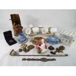 A good mixed lot of ceramics by Wedgwood, a Royal Doulton figurine entitled Home Again HN 2167,