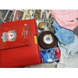 A good mixed lot to include postcards, a barometer, a Liverpool FC limited edition collectables,
