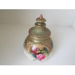 Royal Worcester - an early 20th century covered pot pourri, hand painted with images of roses,