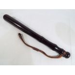 A good quality Staffordshire County Constabulary wooden police truncheon inscribed S.C.