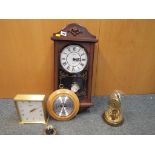 A good collection of clocks to include a Glastone Hermie mantle clock, a Windsor modern wall clock,