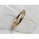 A lady's hallmarked 9 carat gold wedding band, approximate weight 3.09 grams.