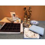 A good mixed lot to include two Oriental statues, four continental shot glasses,