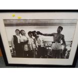 A good lot to include a large framed picture of Mohammed Ali with the Beatles mounted and framed