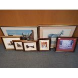 A good lot to include four pictures of Wigan mounted and framed under glass,