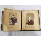 A mid nineteenth century French embossed leather photograph album with gold leaf edged pages (16 cm
