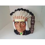 Royal Doulton - large character jug depicting a North American Indian, D6611, 19.