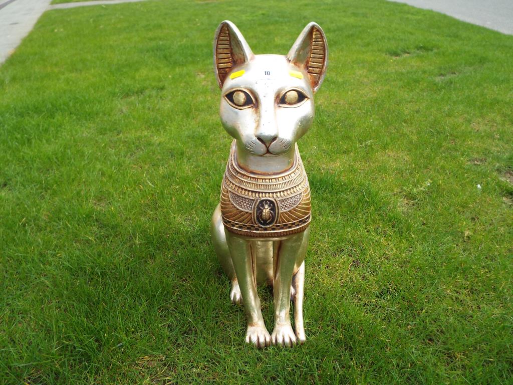 A large wooden statue depicting an Egyptian cat approximately 75 cm (h)