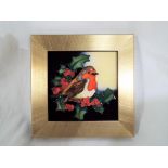 Moorcroft - a good quality Moorcroft framed ceramic tile depicting a robin,