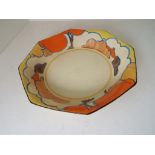 Clarice Cliff - an octagonal bowl hand painted in an Art Deco Bizarre pattern, 3.5 cm (h) x 19.
