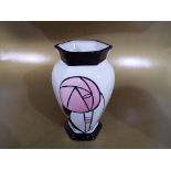 Lorna Bailey - a hexagonal vase by Lorna Bailey decorated in the Charles Rennie MacKintosh pattern,