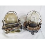 Two vintage metal bulkhead ship's lights,