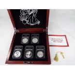 Numismatology - 'The Complete Set of American Eagle Silver Dollars' comprising five 1 oz pure