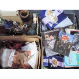 A mixed lot to include Haynes car manuals, plated tableware, a Sylvac dog figurine,