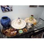 A good mixed lot of glassware and ceramics to include Doulton Lambethware,