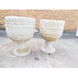 Stonework - two reconstituted stone planters
