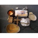 Two sets of kitchen scales, a stone grill, three colanders,