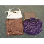 A collection of ladies' handbags to include a brown satchel marked Gucci,