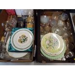 Two boxes containing a good mixed lot of quality glassware and ceramics to include Royal Albert,