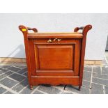 A mahogany piano stool with sheet music cupboard 56 cm (h) x 53 cm x 35 cm