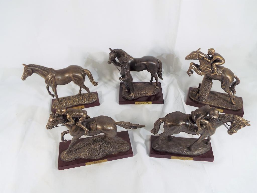 Five models from the Sport of Kings collection depicting famous racehorses to include Red Rum,