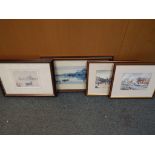 A good lot to include a watercolour of a lagoon scene from Venice, mounted and framed under glass,