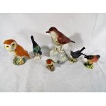 6 ceramic figurines all depicting birds to include, Spode, Beswick # 2026, Beswick # 2106, Wedgwood,
