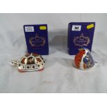 Royal Crown Derby - two paperweights by Royal Crown Derby depicting a turtle and a robin,