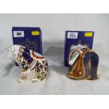 Royal Crown Derby - two paperweights by Royal Crown Derby depicting a snake and a bulldog,