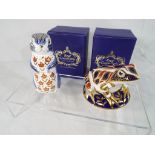 Royal Crown Derby - two paperweights depicting a Frog and a Chipmonk,