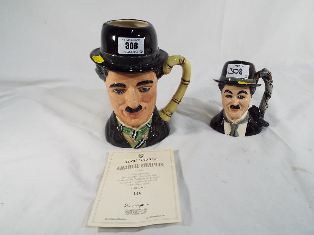 Royal Doulton - two Royal Doulton character jugs depicting Charlie Chaplin D6949,