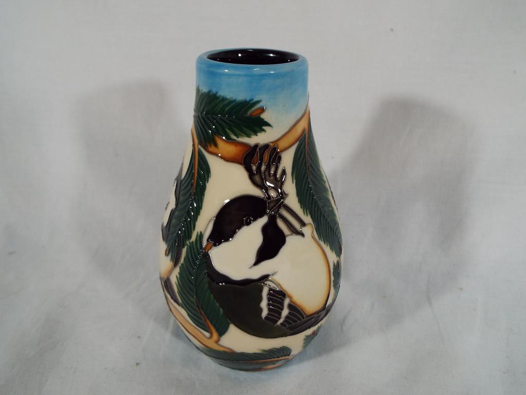 Moorcroft Pottery - a Moorcroft Pottery vase decorated with the RSPB Coal Tits design, 12. - Image 2 of 2